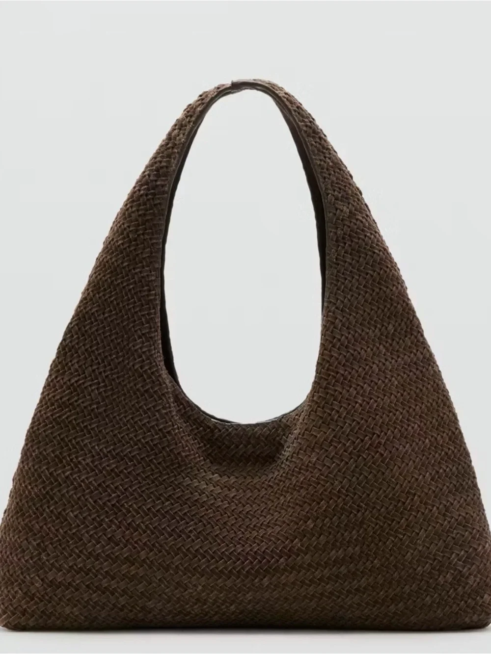 Mango Exclusive Online Braided Leather Shoulder Bag Brown NWOT